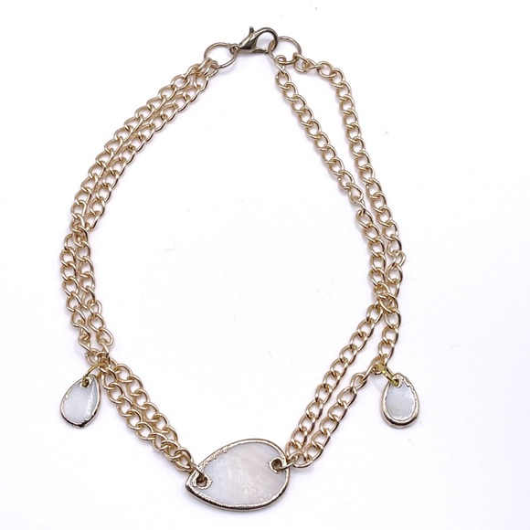 5/$20 11" ankle bracelet, gold tone chain, w/iridescent shell charms - Picture 1 of 5